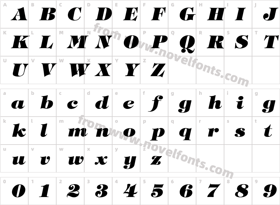 TiffanyHeavyItalicCharacter Map