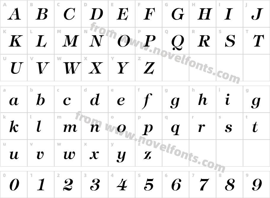 TiffanyITCbyBT-DemiItalicCharacter Map