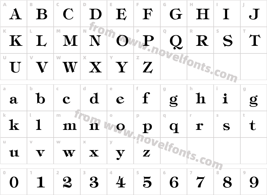 Timbrel BoldCharacter Map