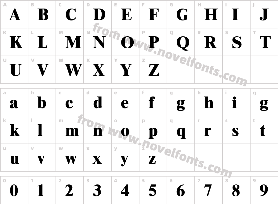 Times LT Extra BoldCharacter Map