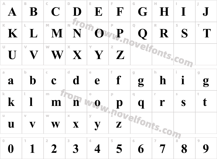 Times New Rom BCharacter Map