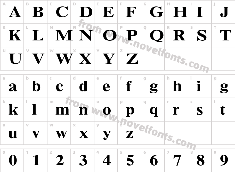 TimesSmallTextMTStd-BoldCharacter Map