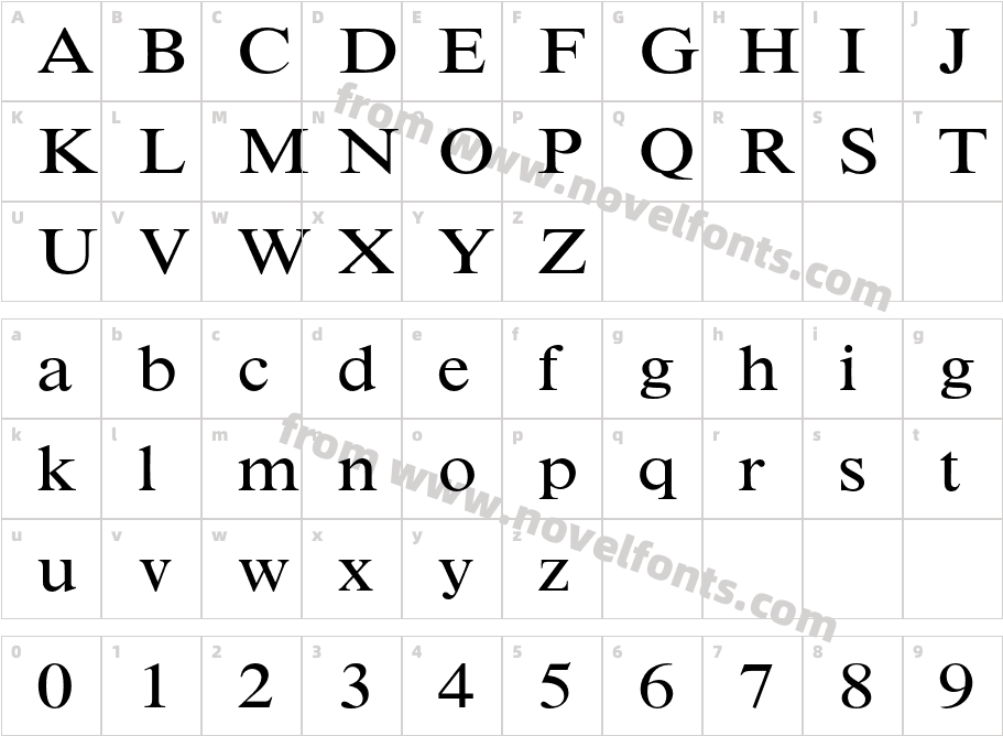 TimesSmallTextMTStdCharacter Map