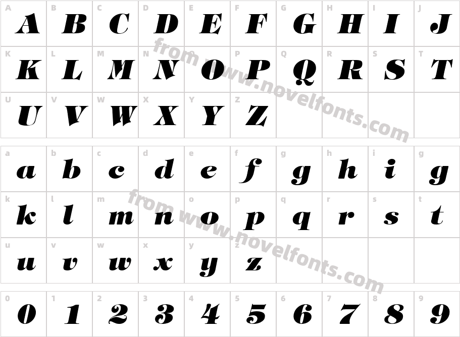 TimpaniHeavy ItalicCharacter Map