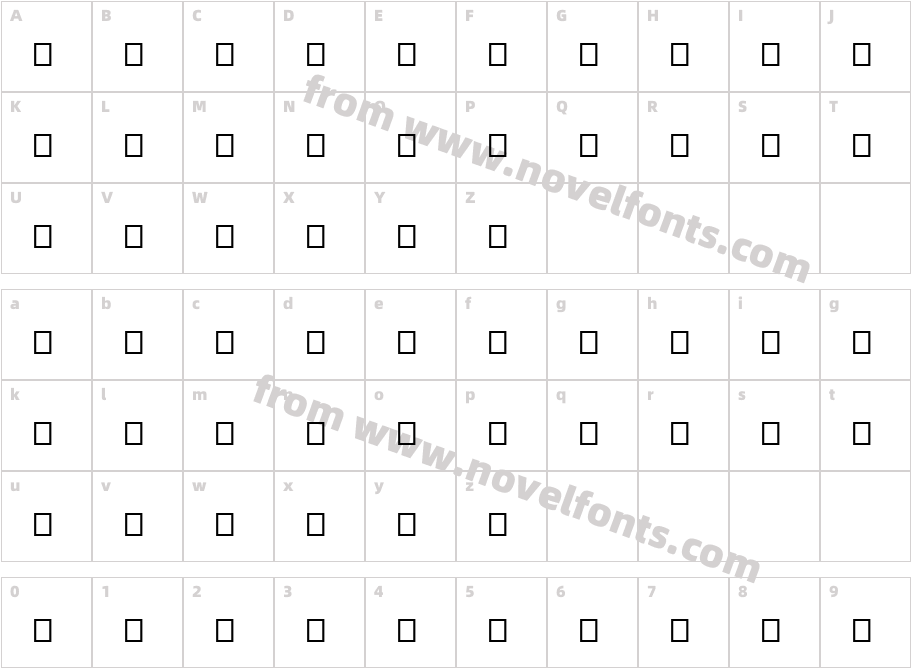 TinplateTitlingBlackNarrowCharacter Map