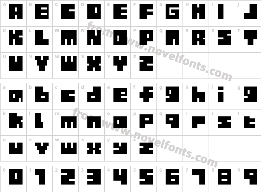 Tiny Box BlackBitA8Character Map