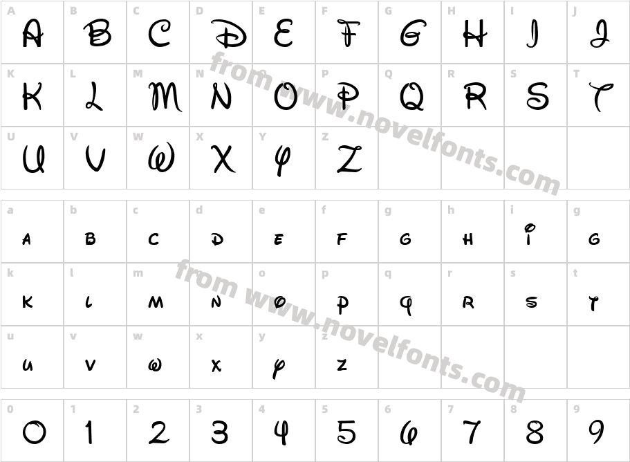 Disney Script RegularCharacter Map