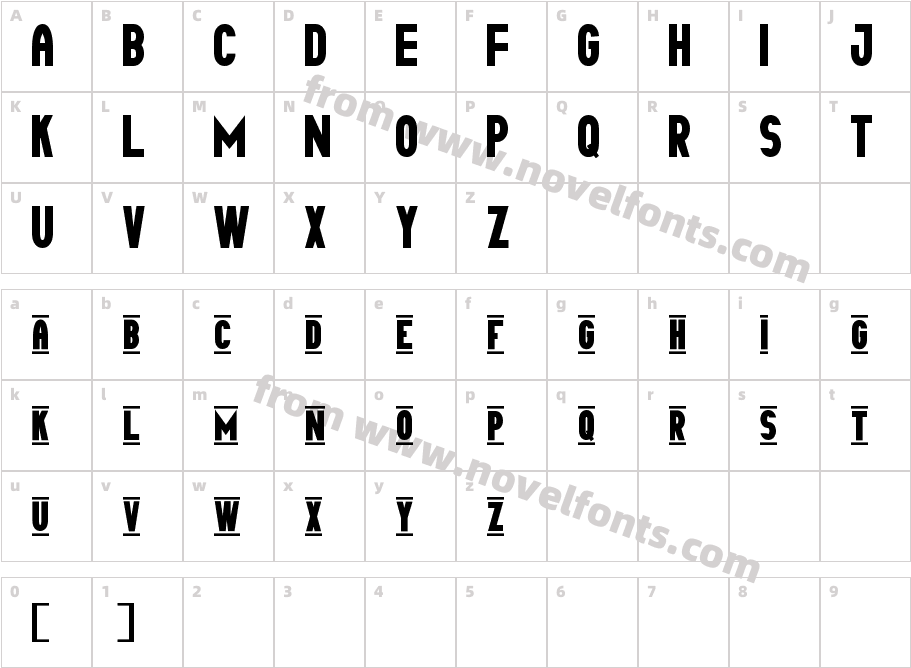 Tipo Capital1 StCharacter Map