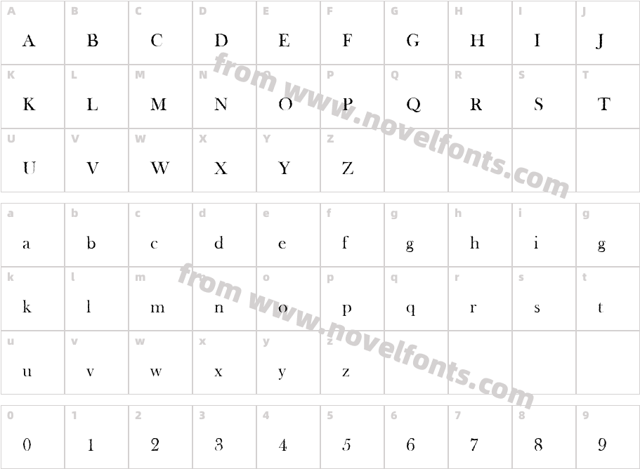 Tipo GraphiaMediumCharacter Map