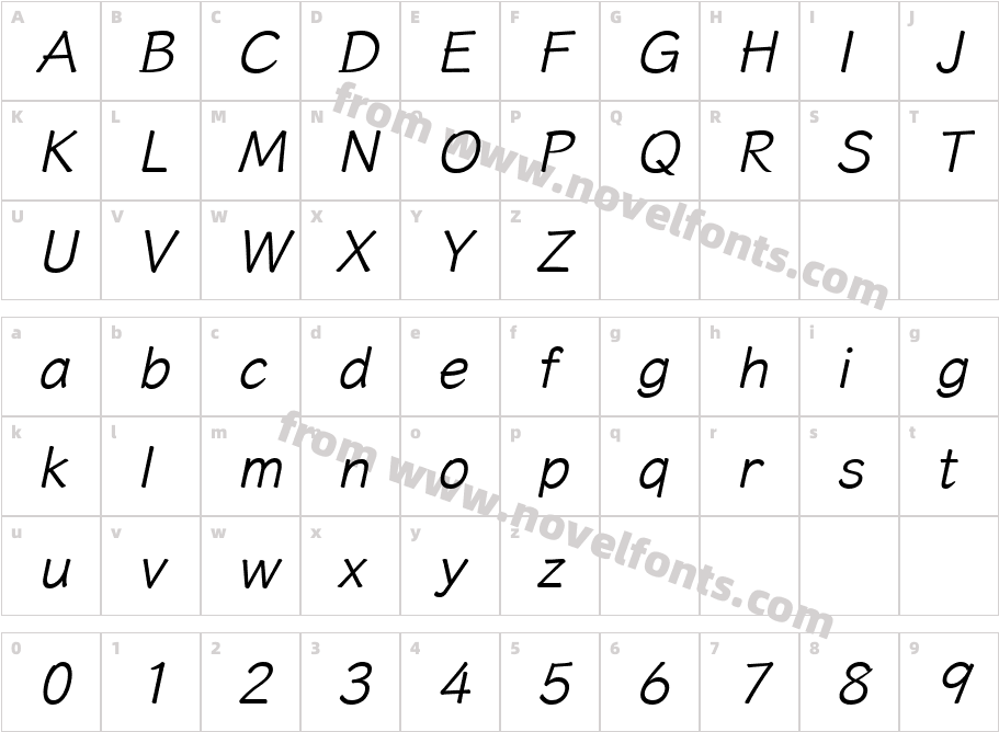 Tipo de letra del sistema Cursiva G3Character Map