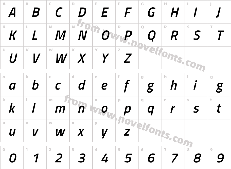 Titillium WebSemiBold ItalicCharacter Map