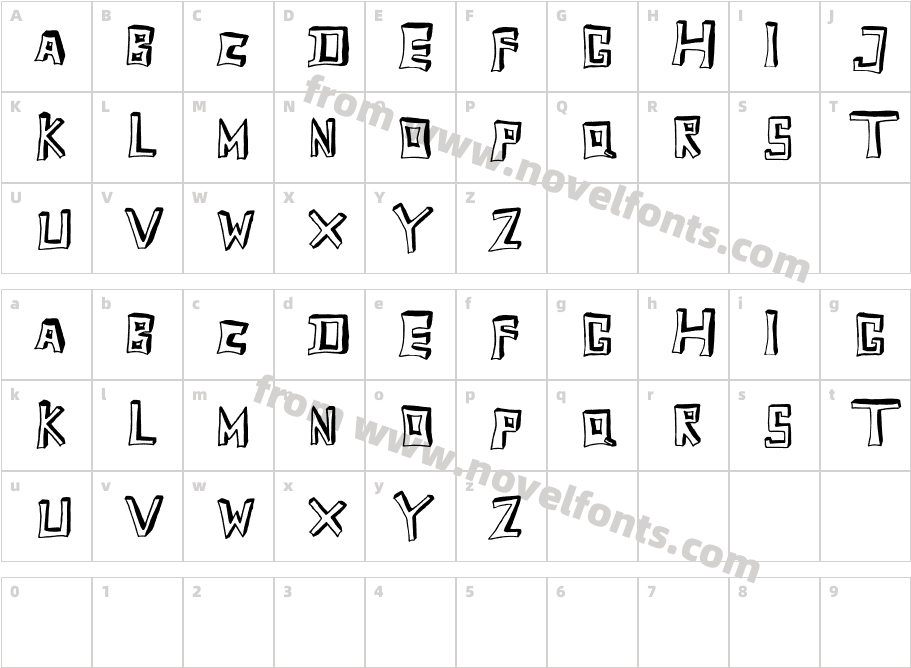 TobyFont-EmptyreducedCharacter Map