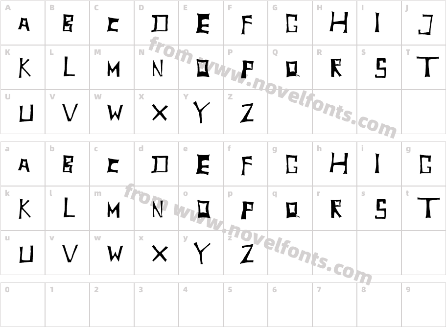 TobyFont-InsidereducedCharacter Map