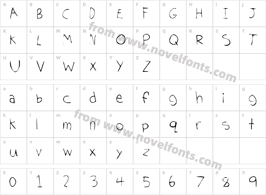 Tom's HandwritingCharacter Map