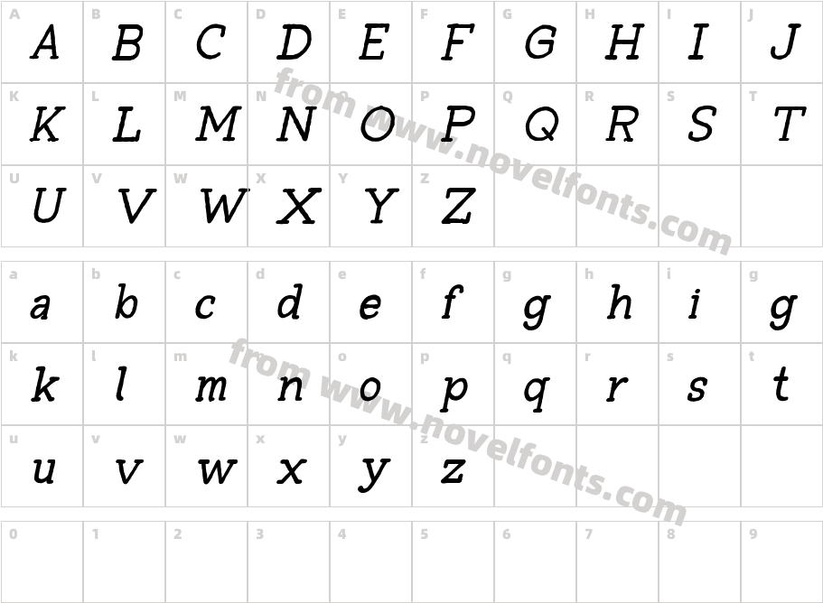 Tompkins DEMO ItalicCharacter Map