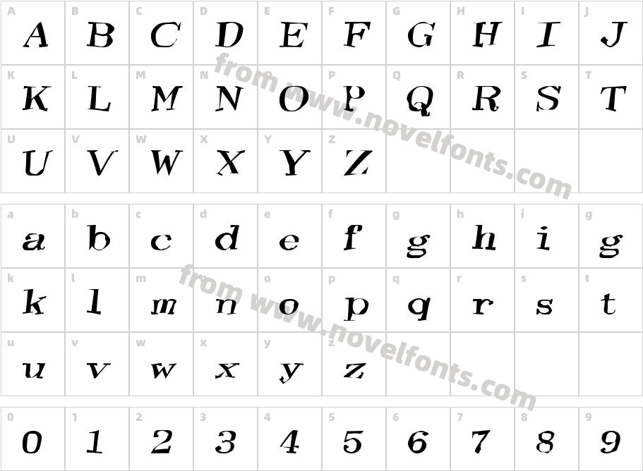 TooneyLunes BoldCharacter Map