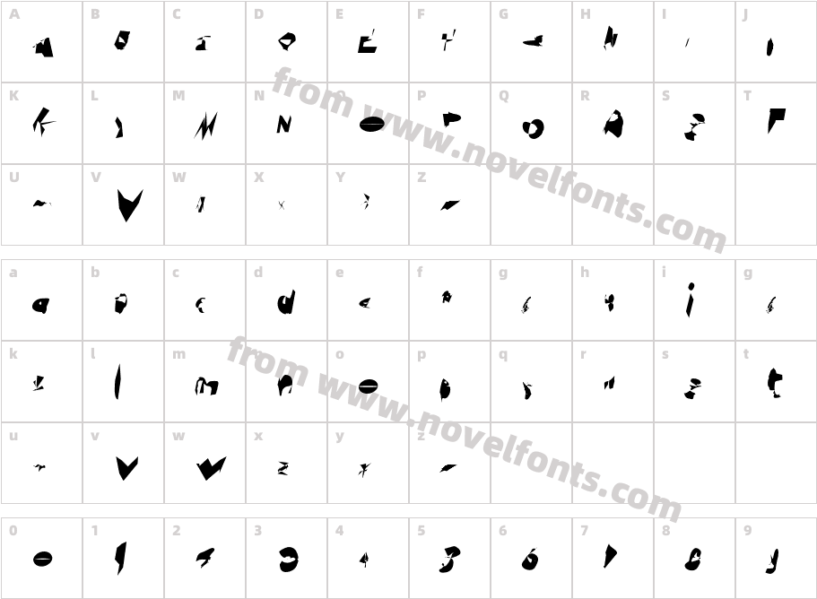 Toxik ObliqueCharacter Map