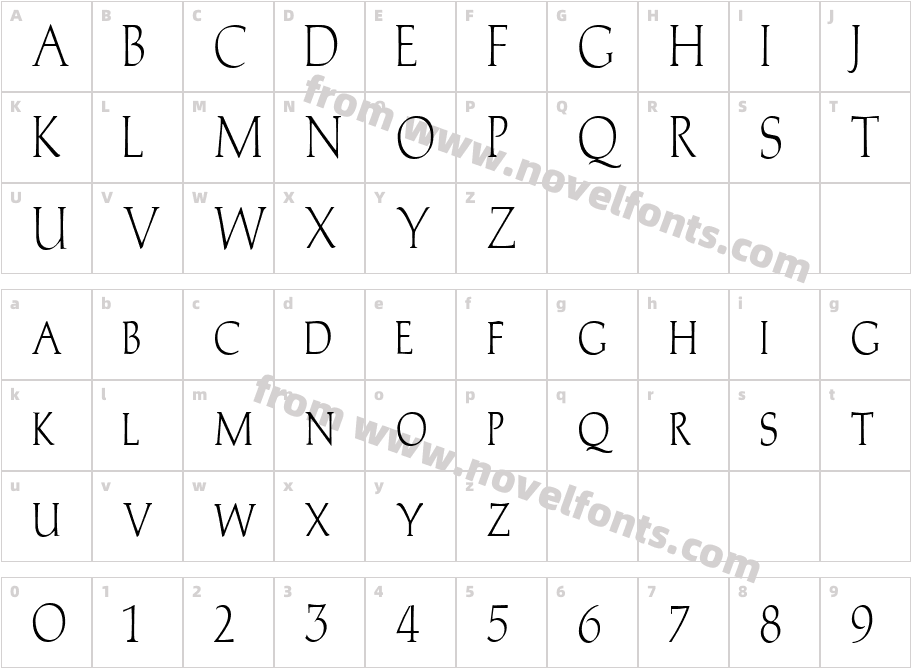 Trajans-Caps-Condensed NormalCharacter Map