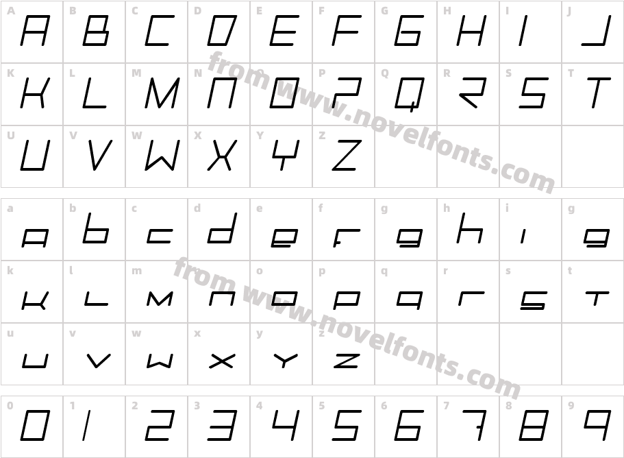 Trancemission MediumItalicCharacter Map