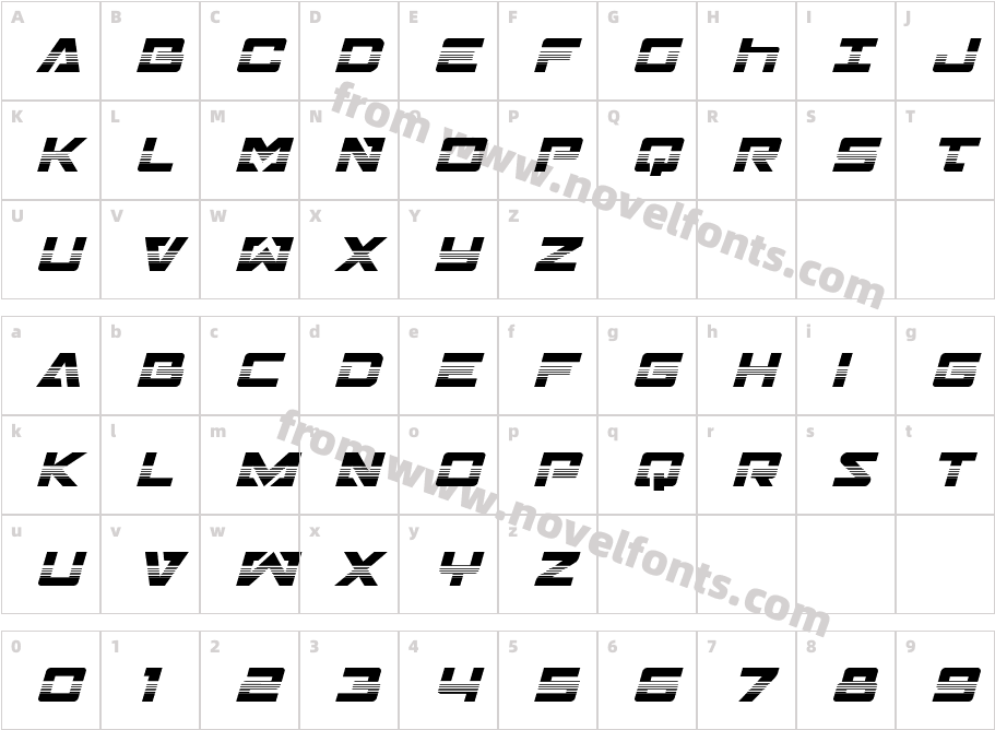 Trans-America Halftone ItalicCharacter Map