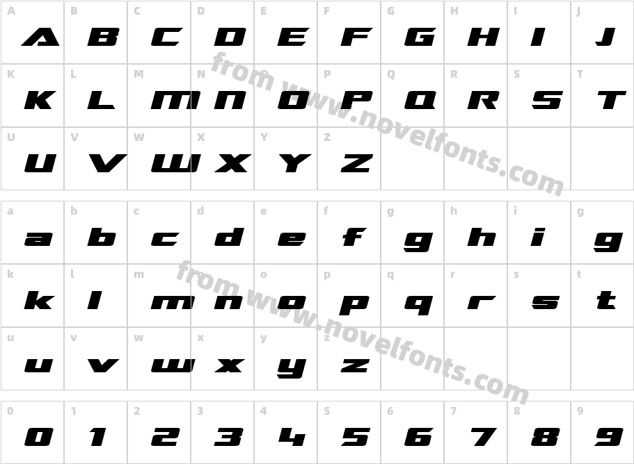 TransRobotics Extended ItalicCharacter Map