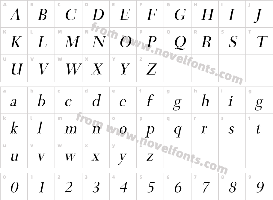 Transit ItalicCharacter Map