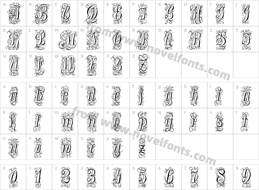 Treasury Flourish SilverCharacter Map