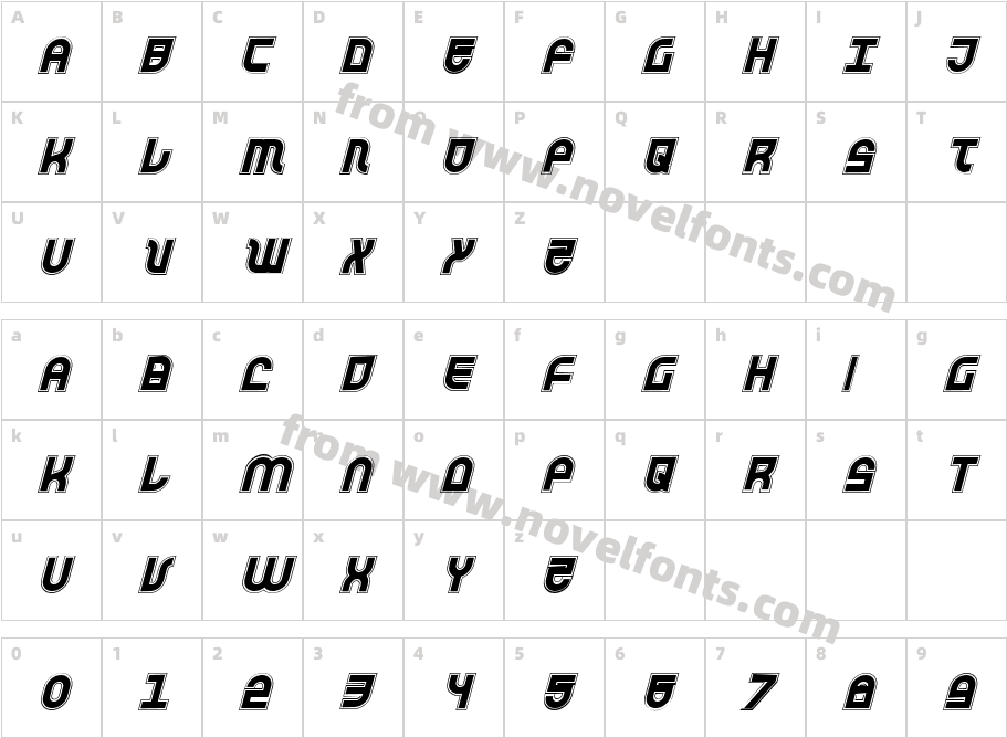 Trek Trooper Academy ItalicCharacter Map