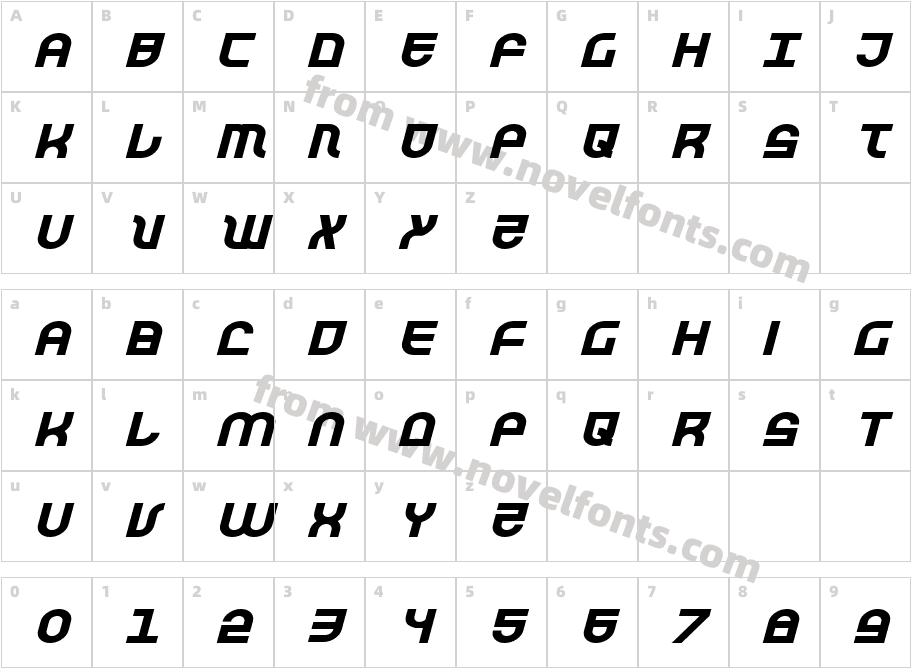 Trek Trooper Expanded ItalicCharacter Map