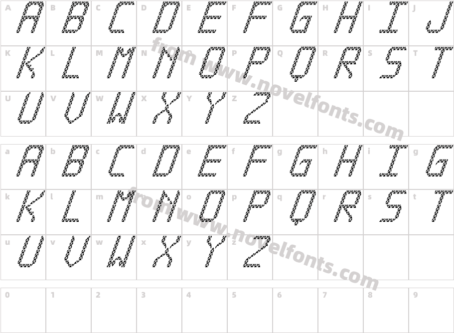 Triangled tfb cursiveCharacter Map