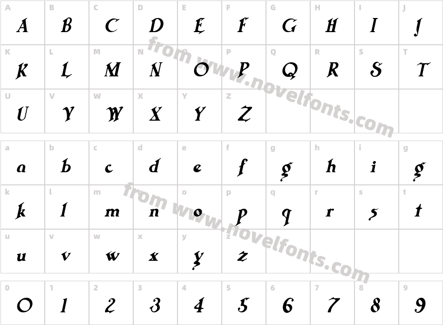 Trifles ItalicCharacter Map