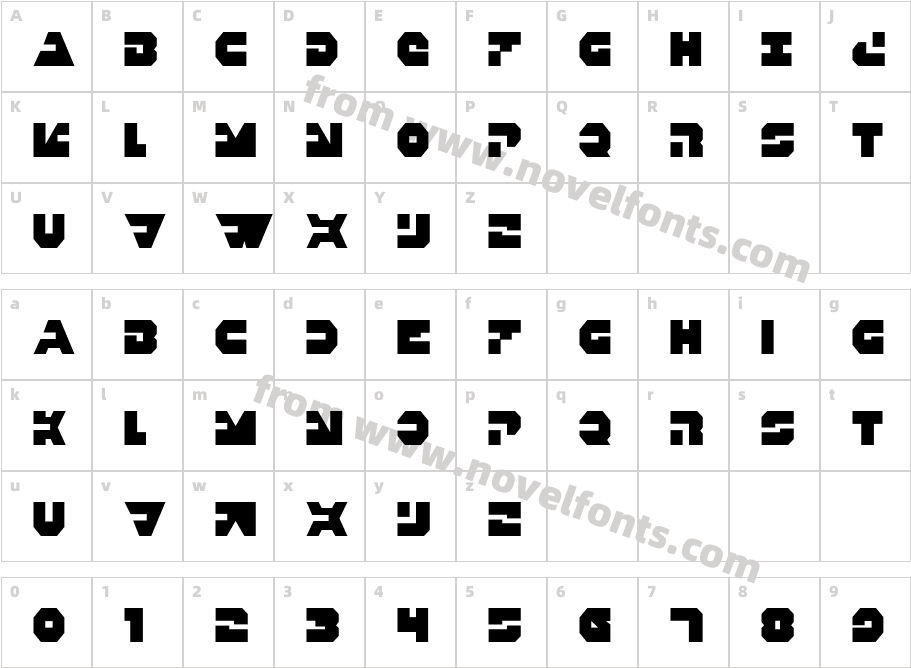 Trigger Man CondensedCharacter Map