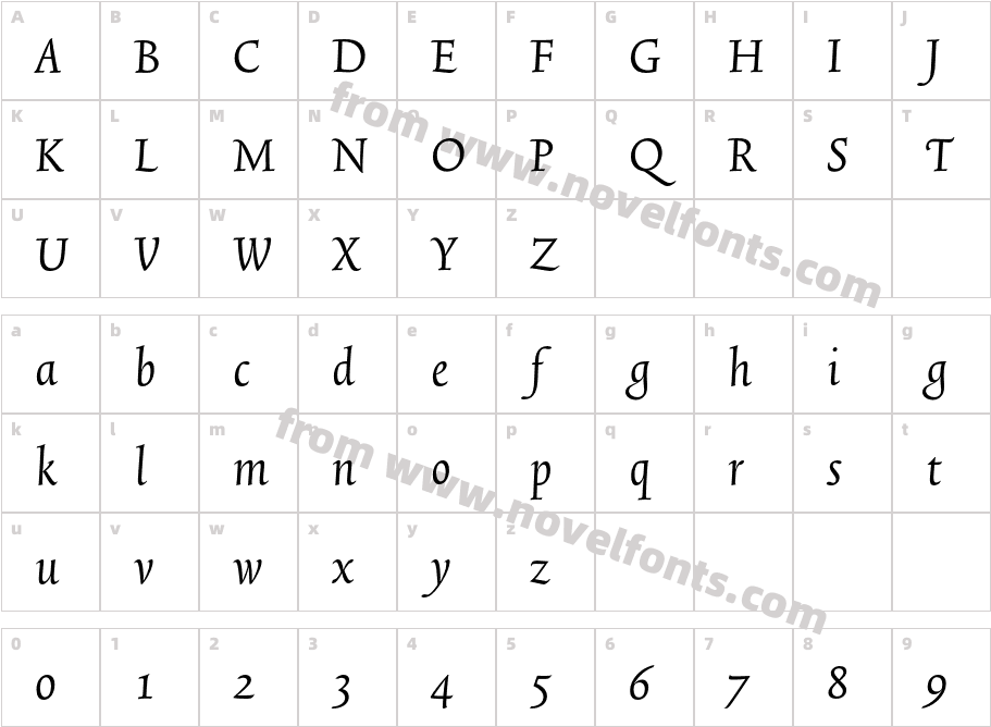 TriniteNo2-ItalicCharacter Map