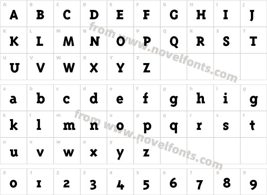 TriplexSerifExtraboldCharacter Map