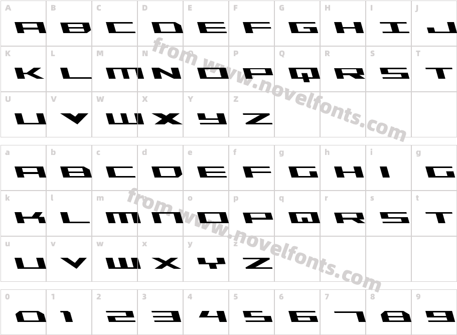 Trireme LeftalicCharacter Map