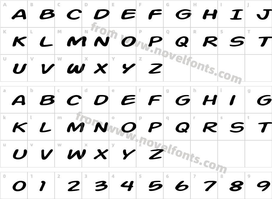 Action Man Extended ItalicCharacter Map