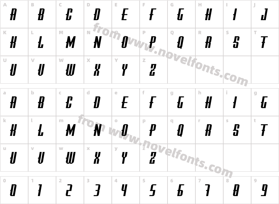 Tropper Sans Serif ItalicCharacter Map