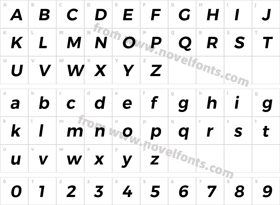 Trueno SemiBold ItalicCharacter Map