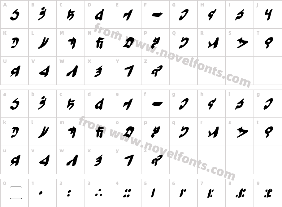 Tuigan Bold ItalicCharacter Map