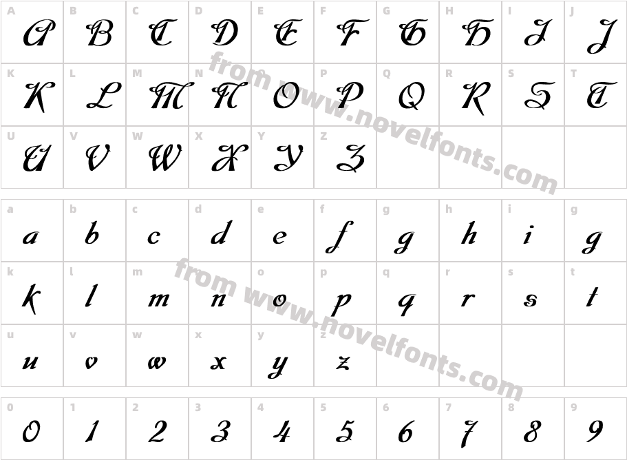 Dobkin Bold PlainCharacter Map