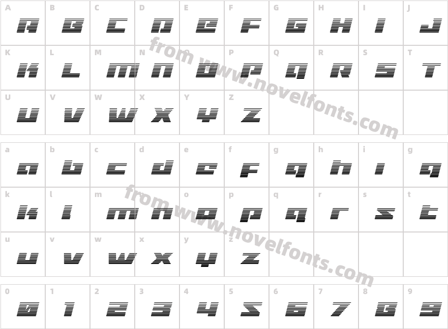 Turbo Charge Gradient ItalicCharacter Map