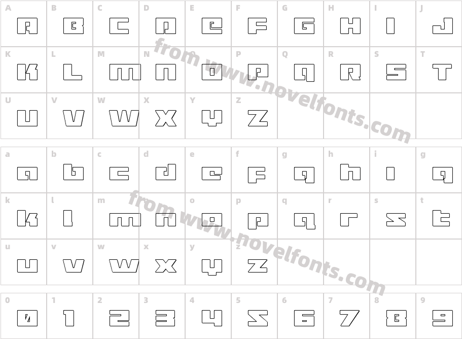 Turbo Charge OutlineCharacter Map