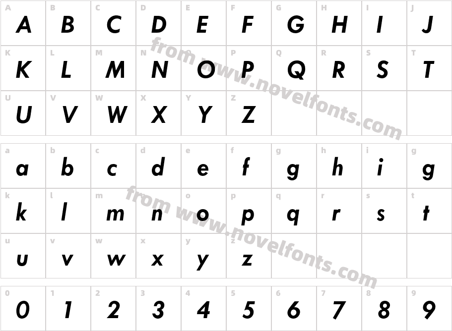 TwCenMTStd-BoldItalicCharacter Map