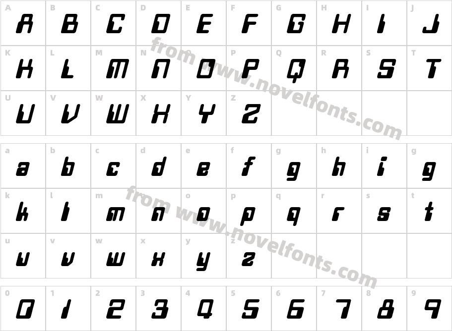 Twobit Bold ItalicCharacter Map