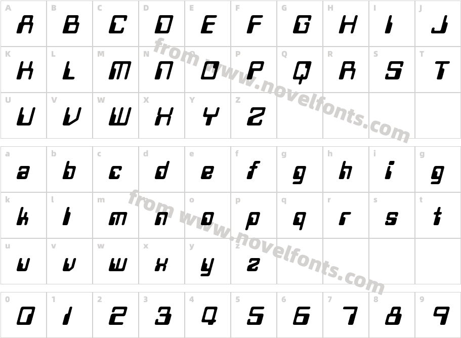 Twobit ItalicCharacter Map