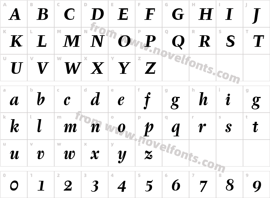 TyfaITC TT Gras ItaliqueCharacter Map