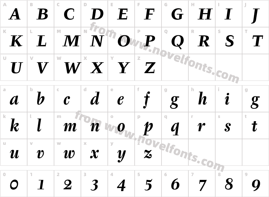 TyfaITC-BoldItalicCharacter Map