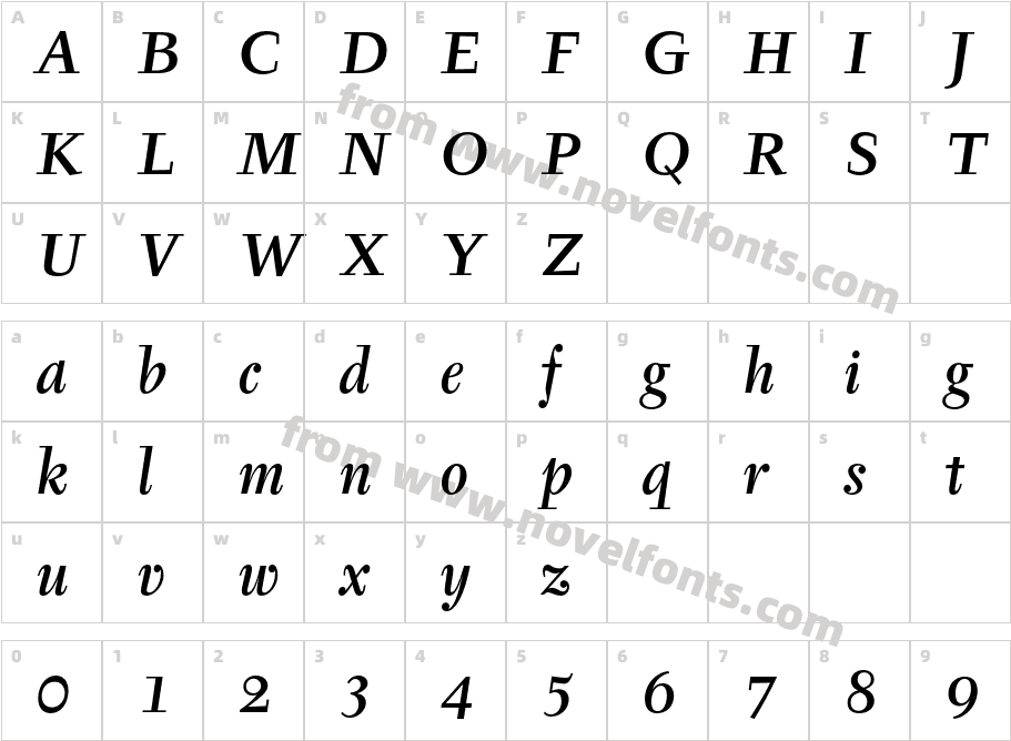 TyfaITCStd-MediumItalicCharacter Map