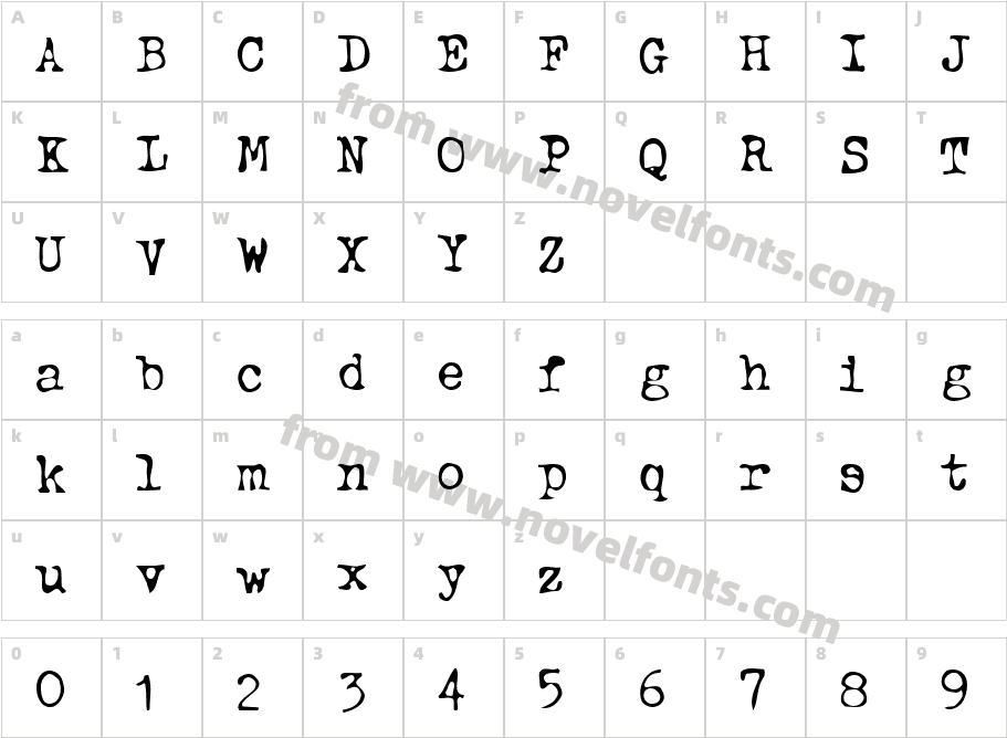 Typewriter OldstyleCharacter Map