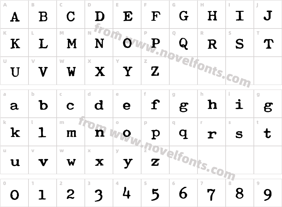 Typewriter Royal 200Character Map